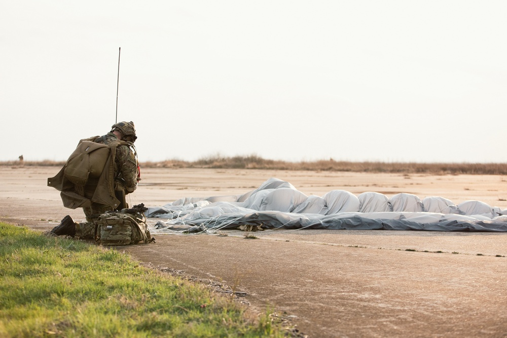 U.S. Army Green Berets perform freefall jump during Trojan Footprint 24