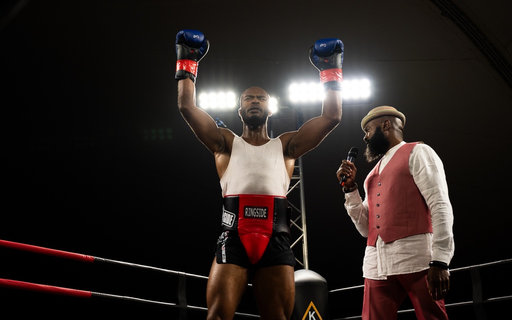 U.S. service members compete during Rumble in the Deid II boxing event