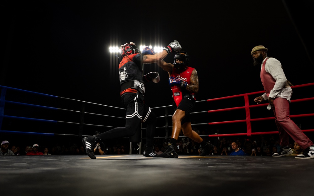 U.S. service members compete during Rumble in the Deid II boxing event