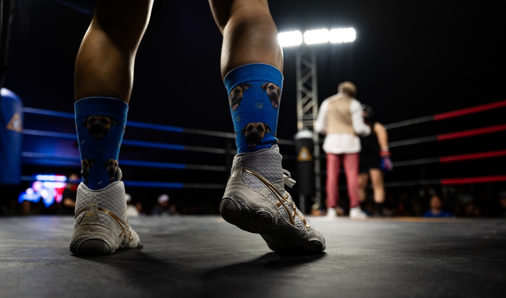 U.S. service members compete during Rumble in the Deid II boxing event