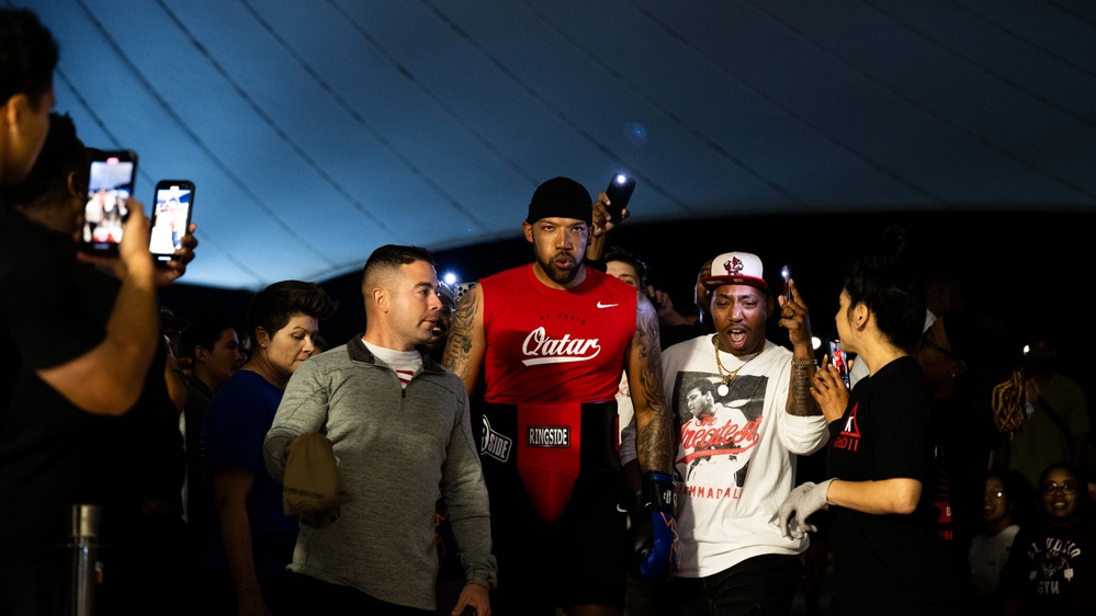 U.S. service members compete during Rumble in the Deid II boxing event