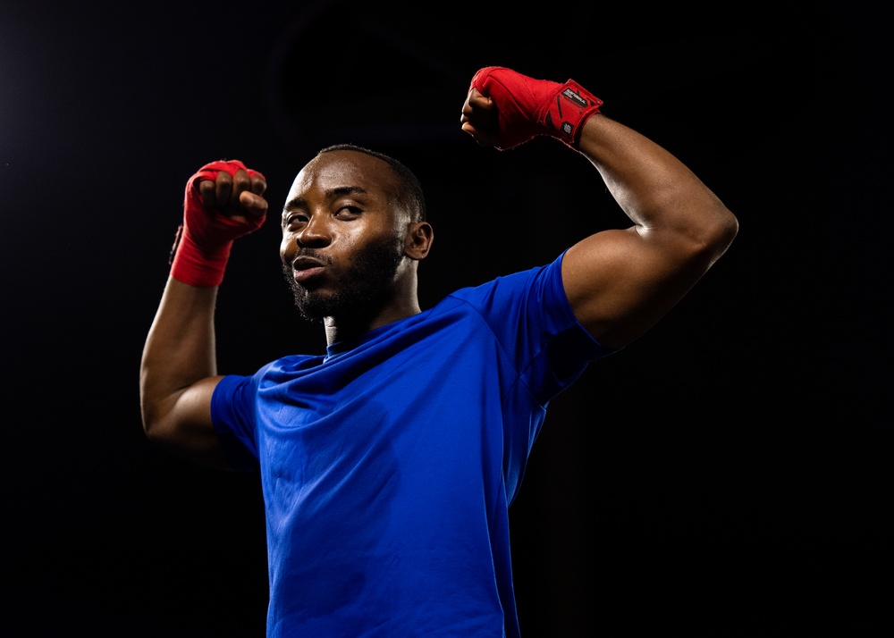 U.S. service members compete during Rumble in the Deid II boxing event