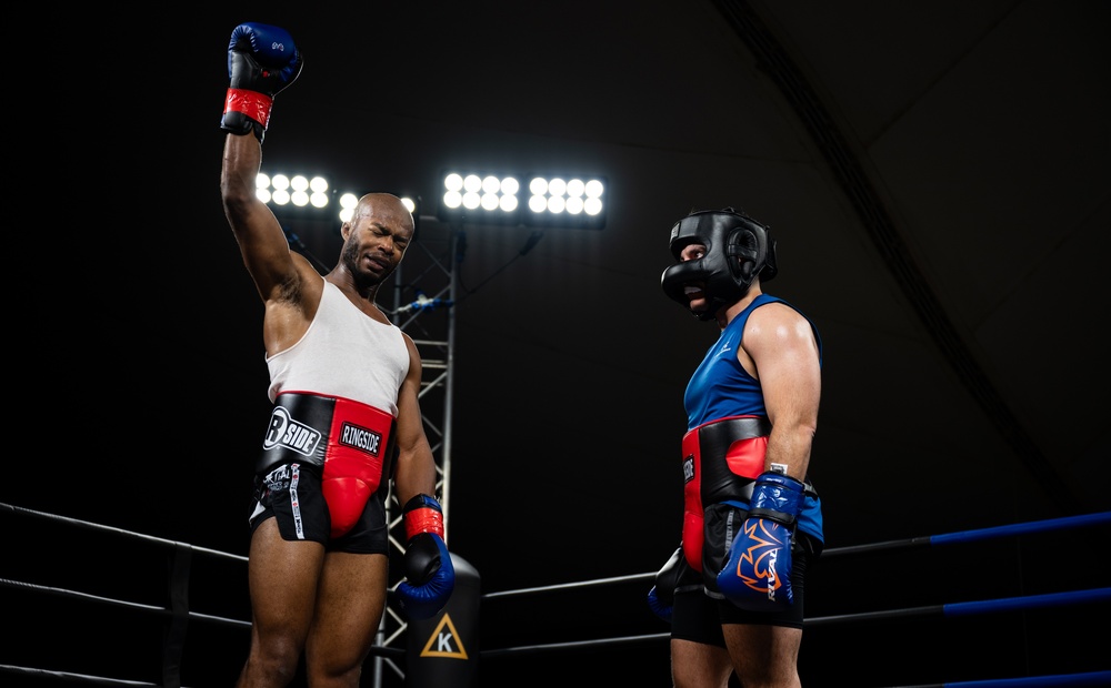 U.S. service members compete during Rumble in the Deid II boxing event