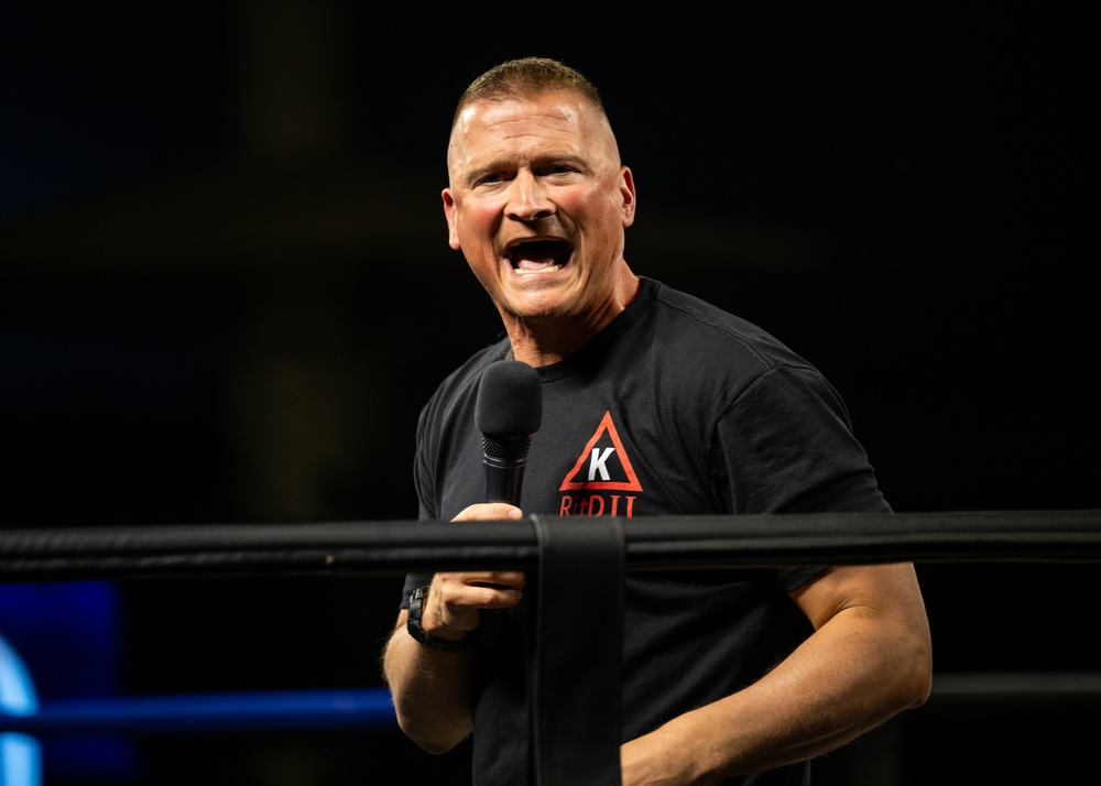 U.S. service members compete during Rumble in the Deid II boxing event