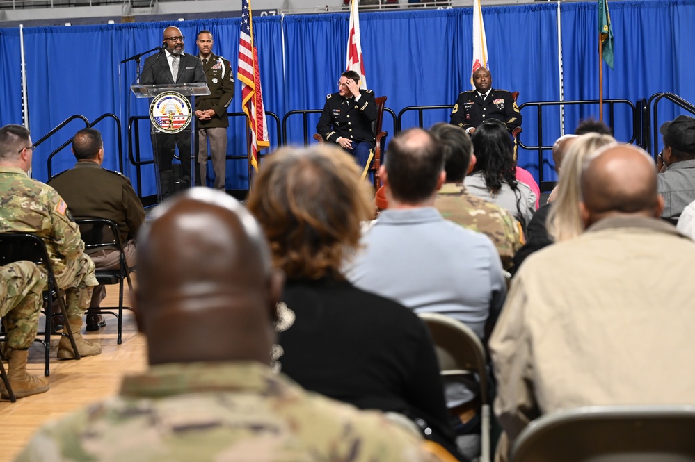 Promotion ceremony in honor of Sgt. Maj. Michael J. Bellamy