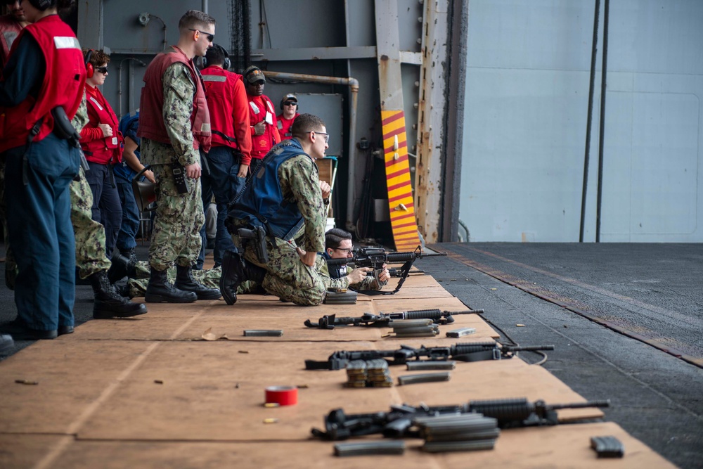 USS Dwight D. Eisenhower Conducts a Live-Fire Exercise in the Red Sea