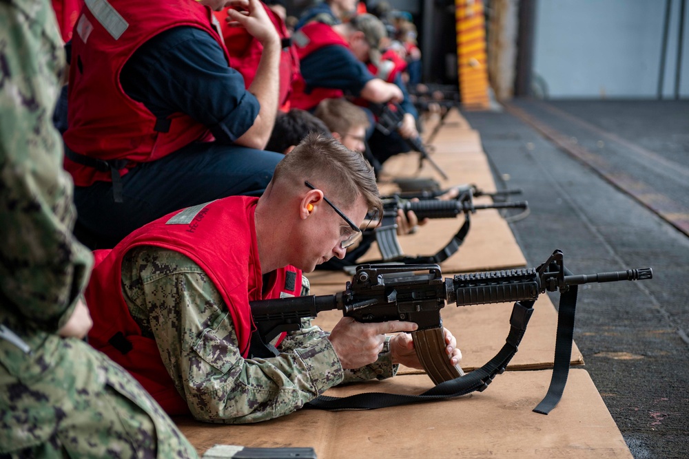 USS Dwight D. Eisenhower Conducts a Live-Fire Exercise in the Red Sea