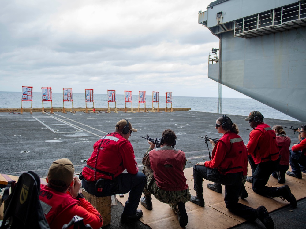 USS Dwight D. Eisenhower Conducts a Live-Fire Exercise in the Red Sea