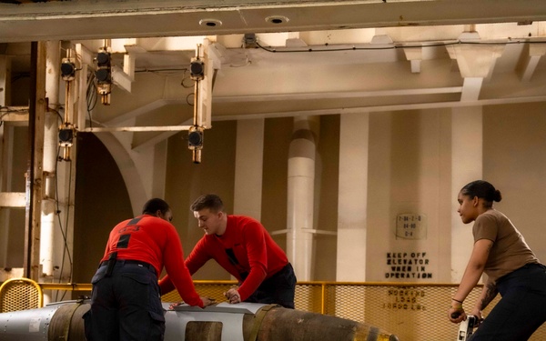 USS Dwight D. Eisenhower Prepares Ordnance in the Red Sea