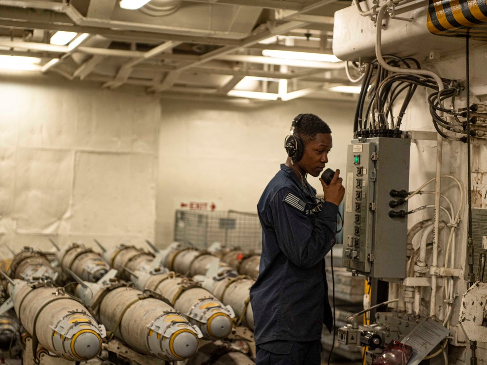 USS Dwight D. Eisenhower Prepares Ordnance in the Red Sea