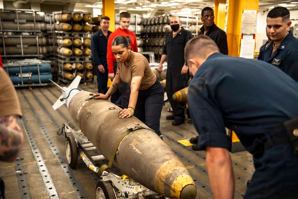 USS Dwight D. Eisenhower Prepares Ordnance in the Red Sea