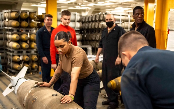 USS Dwight D. Eisenhower Prepares Ordnance in the Red Sea