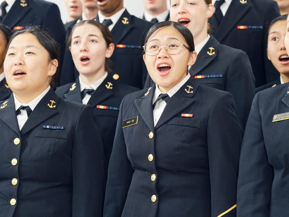 U.S. Naval Academy Glee Club performs for Sullivans Elementary School students