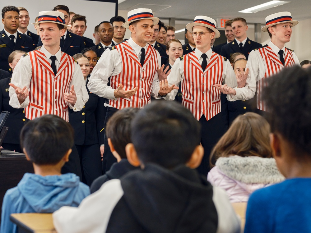 U.S. Naval Academy Glee Club performs for Sullivans Elementary School students