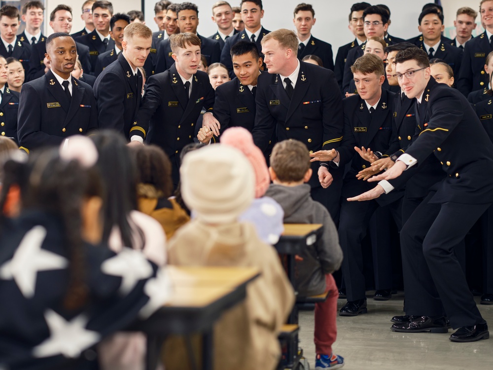 U.S. Naval Academy Glee Club performs for Sullivans Elementary School students