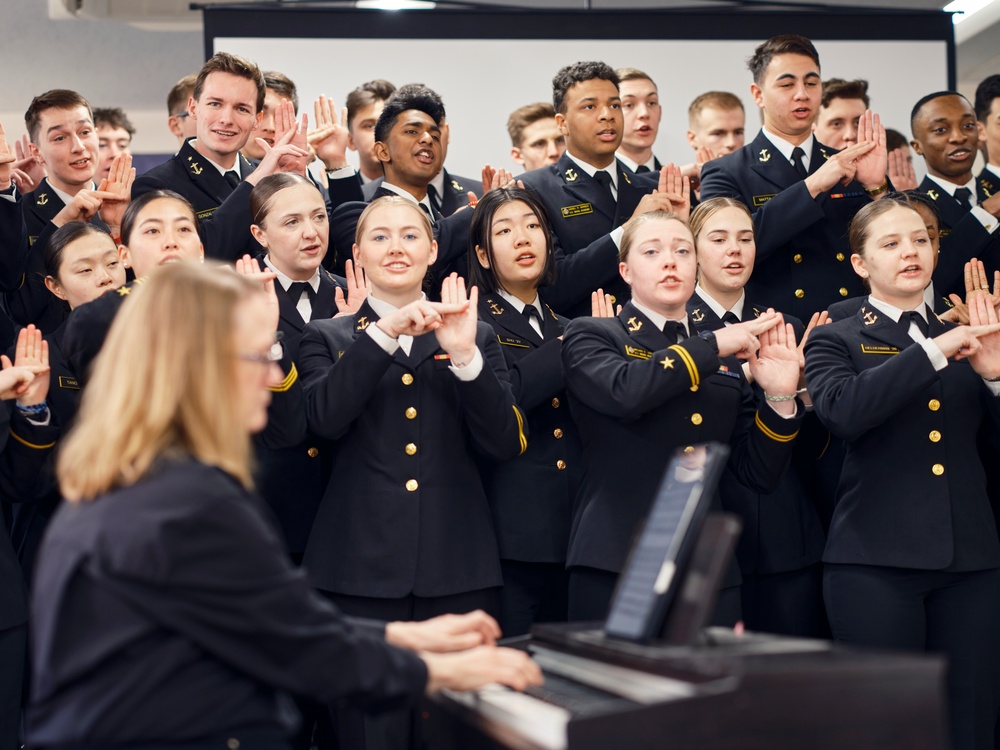 U.S. Naval Academy Glee Club performs for Sullivans Elementary School students