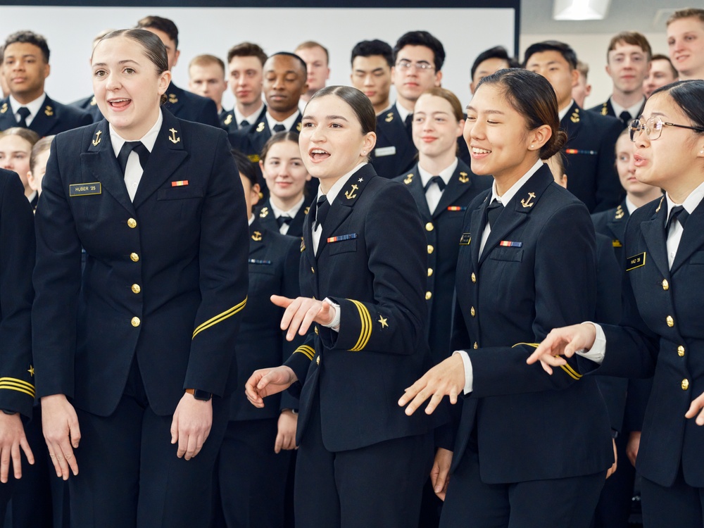 U.S. Naval Academy Glee Club performs for Sullivans Elementary School students