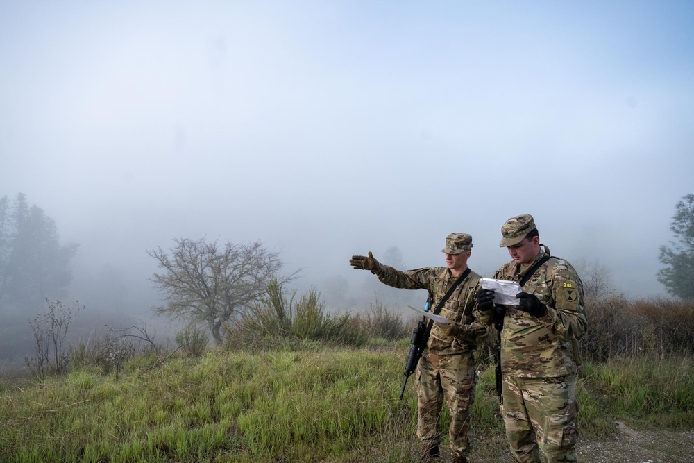 U.S. Army Reserve Soldiers complete land navigation during the Division Best Squad Competition