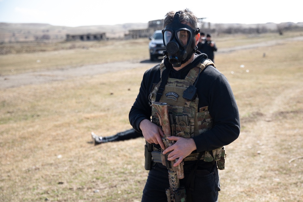 Georgian special operations forces soldiers secure chemical storage site at Trojan Footprint 24