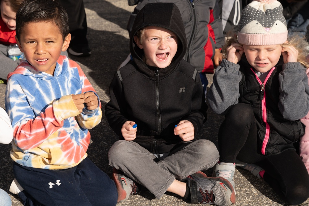Muroc students watch Thunderbirds practice from Edwards' flight line