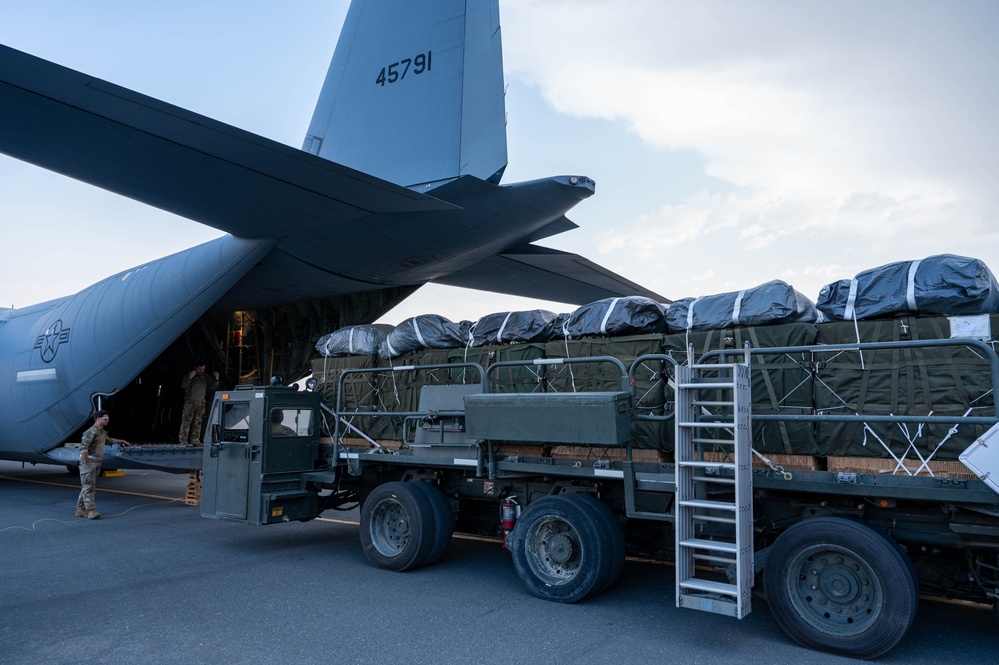 AFCENT C-130s conduct humanitarian airdrops into Gaza