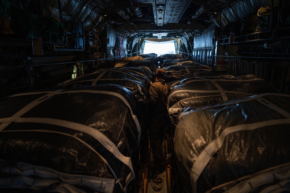 AFCENT C-130s conduct humanitarian airdrops into Gaza