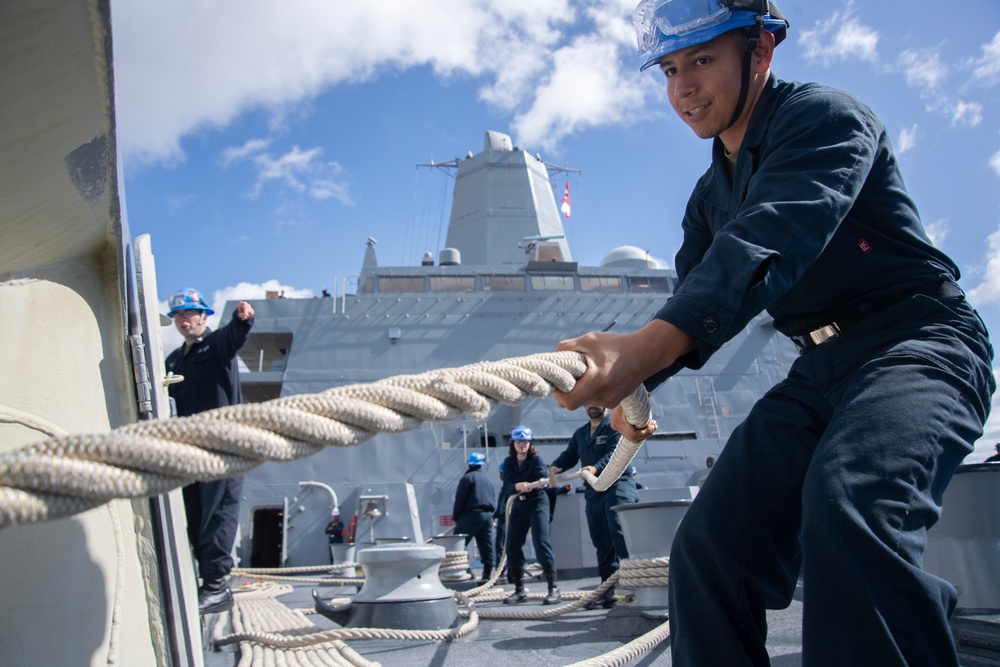 USS San Diego (LPD 22) conducts sea-and-anchor operations