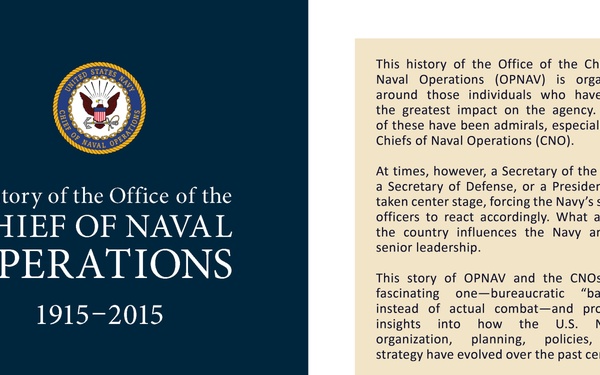 NHHC's &quot;History of the Office of the Chief of Naval Operations: 1915-2015&quot; Now Available