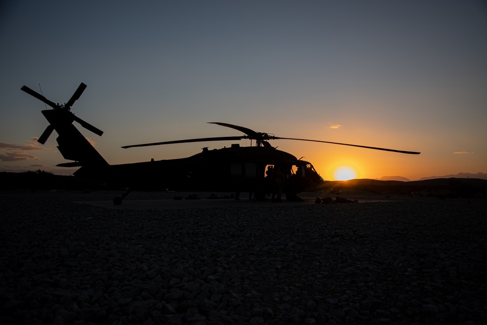 U.S. Army UH-60M Blackhawk and sunset