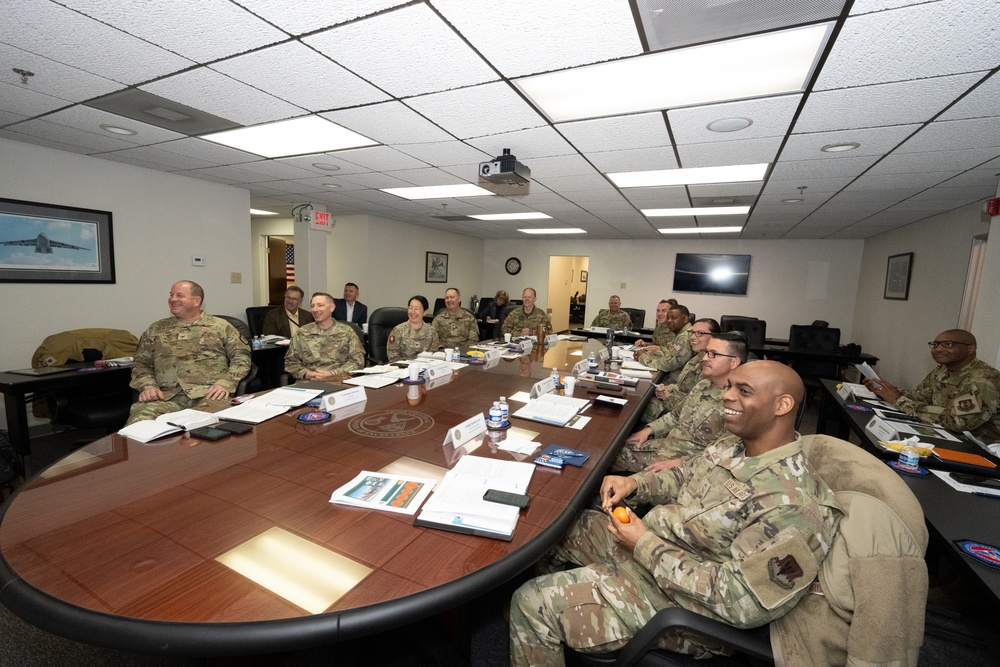 Leaders from six of the Department of the Air Force installations within California are briefed during the Department of the Air Force California Installation Commanders' Caucus