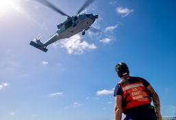 U.S. Navy's Helicopter Sea Combat Squadron 25 medevacs crewmember from USCGC Polar Star