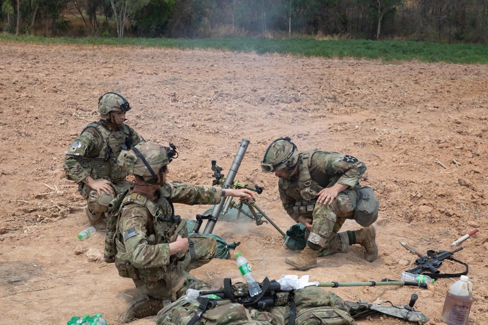 Soldiers fire mortars during Cobra Gold 2024