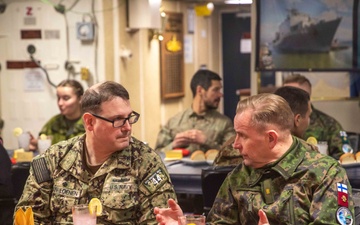 USS Gunston Hall hosts dinner for leaders of the Finnish and Swedish Navy and Marine Corps