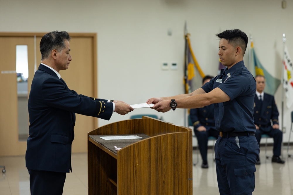 Sogen Taira becomes first MCIPAC F&amp;ES firefighter to complete training hosted by Naha City Fire Department