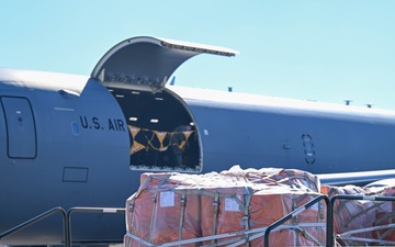 Scott AFB LRS loads cargo for Humanitarian Aid