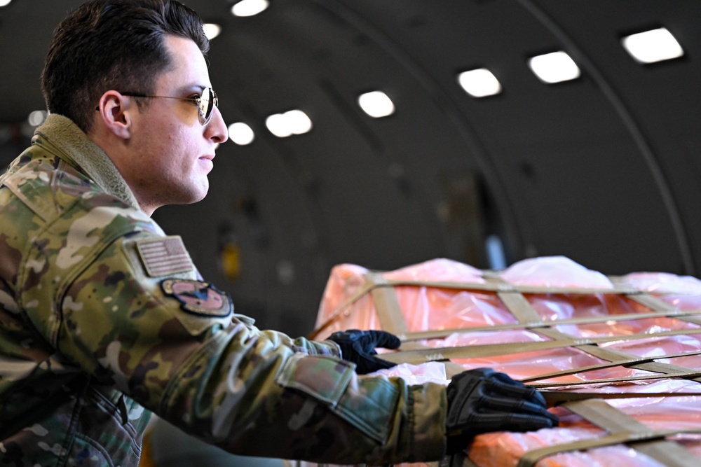 Scott AFB LRS loads cargo for Humanitarian Aid