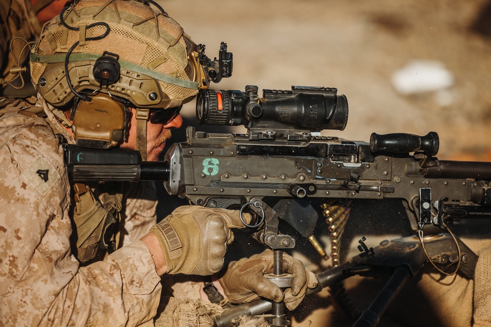 Marines with V26 conduct a platoon attack at Range 205 while participating in SLTE 2-24