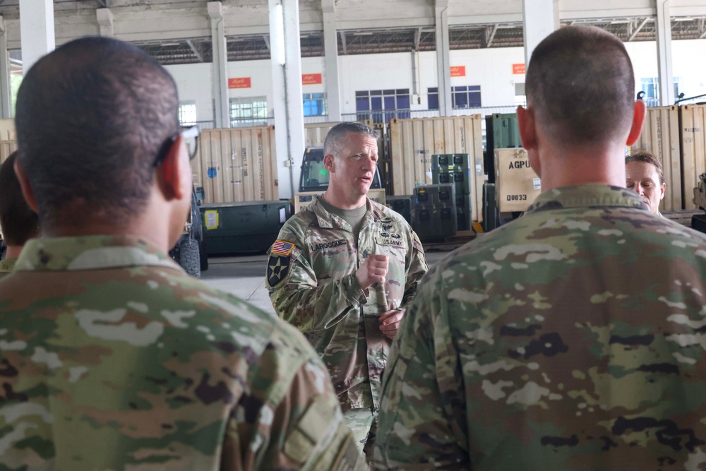 Maj. Gen. Michelle A. Schmidt, 7th Infantry Division Commanding General and Command Sgt. Maj. Stephen J. LaRocque Visit 16th Combat Aviation Brigade to Recognize Hard Work and Dedication