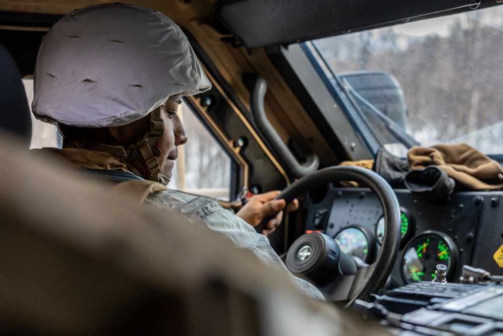 Exercise Nordic Response 24: U.S. Marines and Sailors with Combat Logistics Battalion 6 conduct security patrols