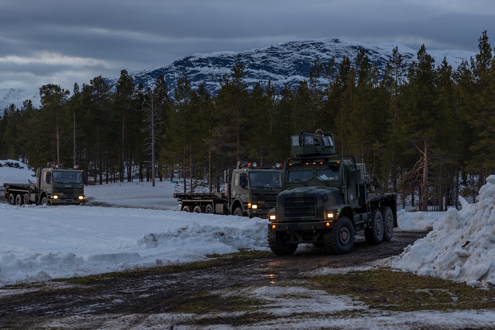 Exercise Nordic Response 24: U.S. Marines and Sailors with Combat Logistics Battalion 6 conduct security patrols