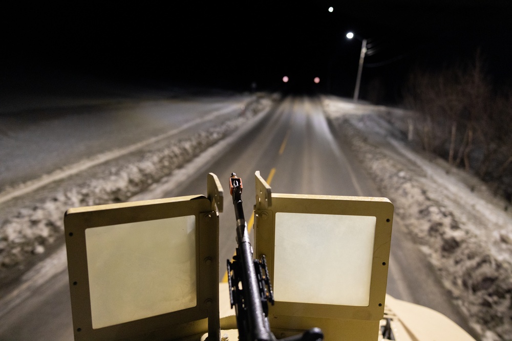 Exercise Nordic Response 24: U.S. Marines and Sailors with Combat Logistics Battalion 6 conduct security patrols