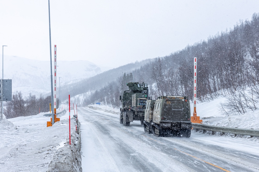 Exercise Nordic Response 24: U.S. Marines with Combat Logistics Battalion 6 conduct a resupply mission in Norway