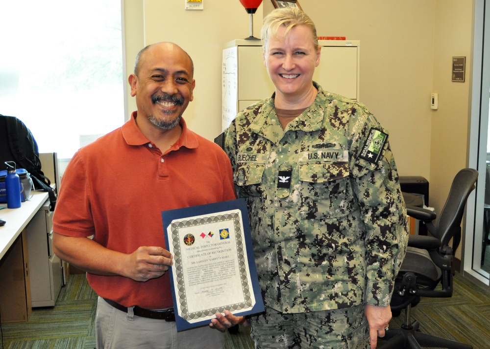 NAMRU San Antonio Personnel recognized for Performance during MEDIG Inspection