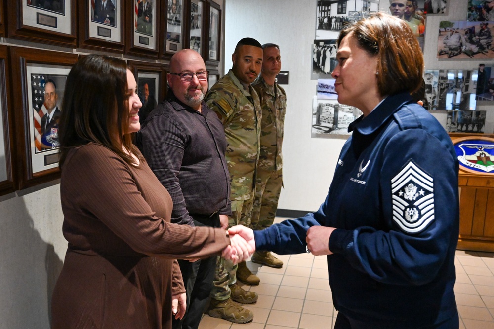 Chief Master Sgt. of the Air Force Joanna S. Bass Joint Base San Antonio-Lackland coining March 2, 2024