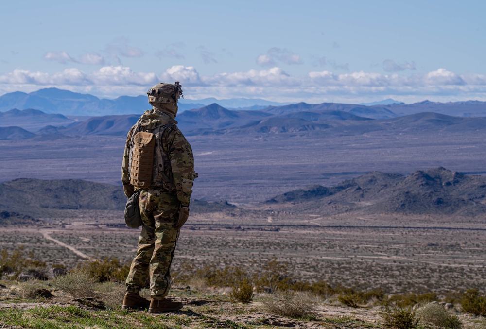 DVIDS - Images - U.S. Army Soldier overlooks mountain range during NTC ...