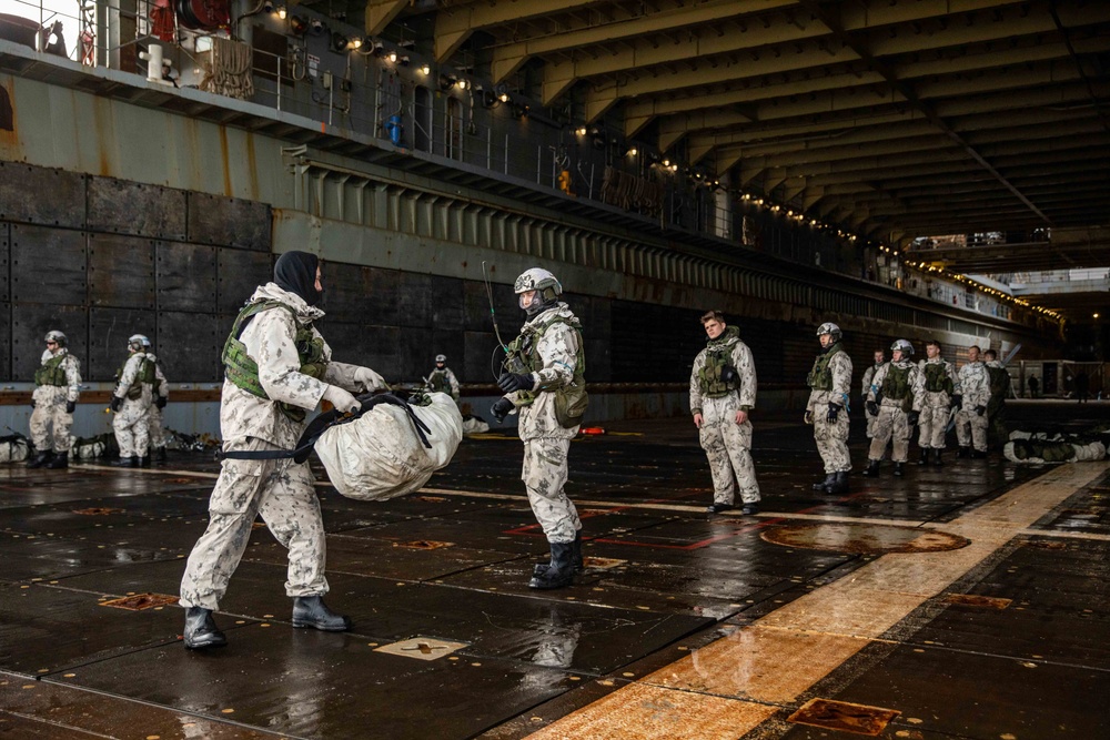 USS Gunston Hall conducts small boat operations in support of Steadfast Defender 24