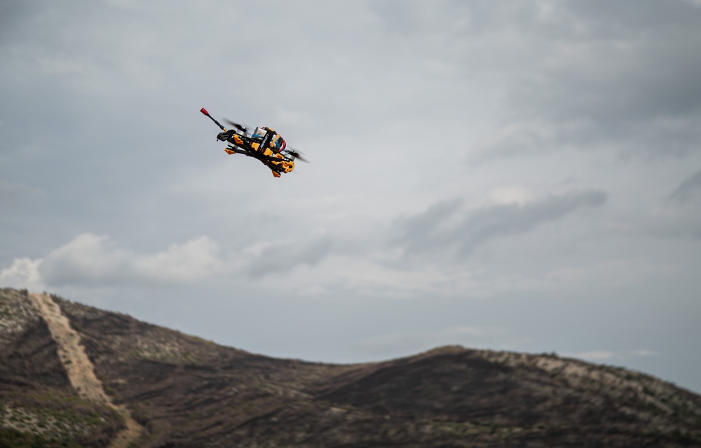 First person view drone in flight