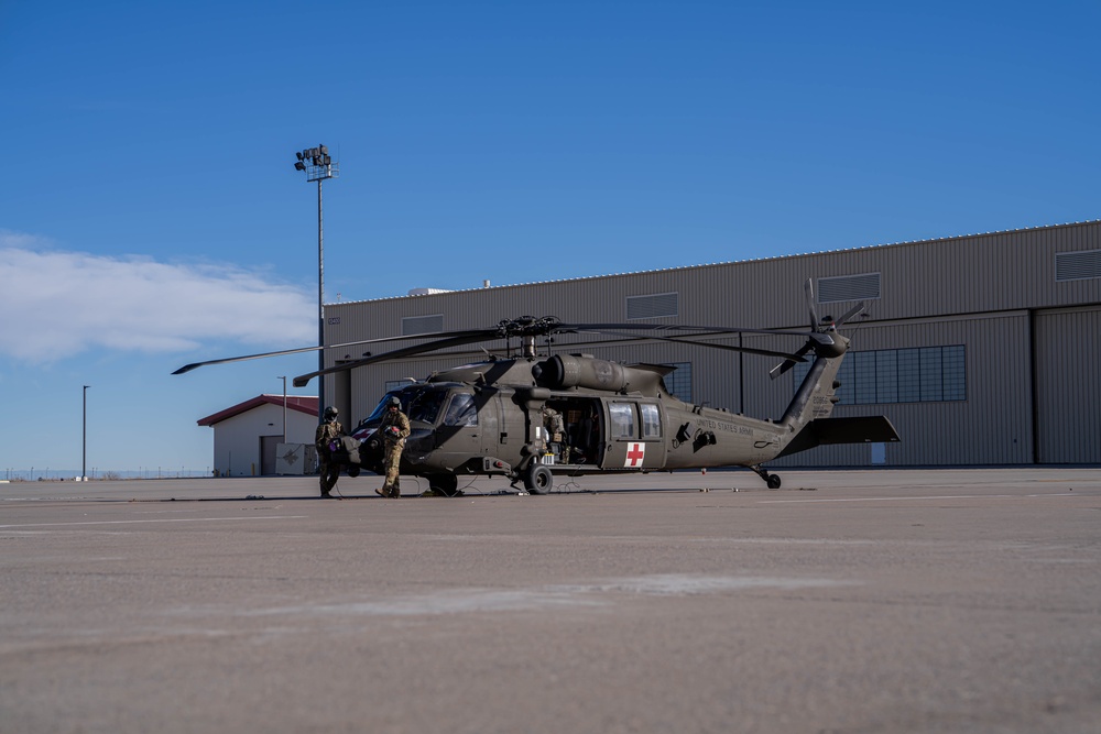 MEDEVAC Crew conducts pre-flight checks