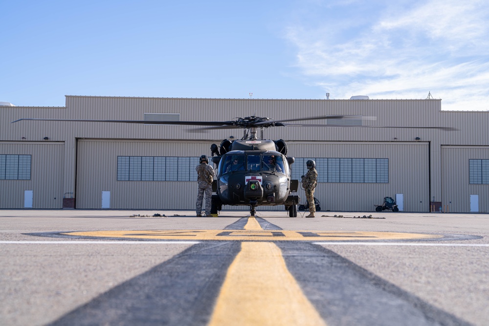 MEDEVAC Crew conducts pre-flight checks