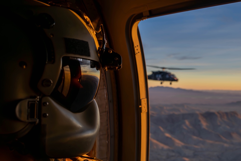 U.S. Army Flight Medic scans horizon